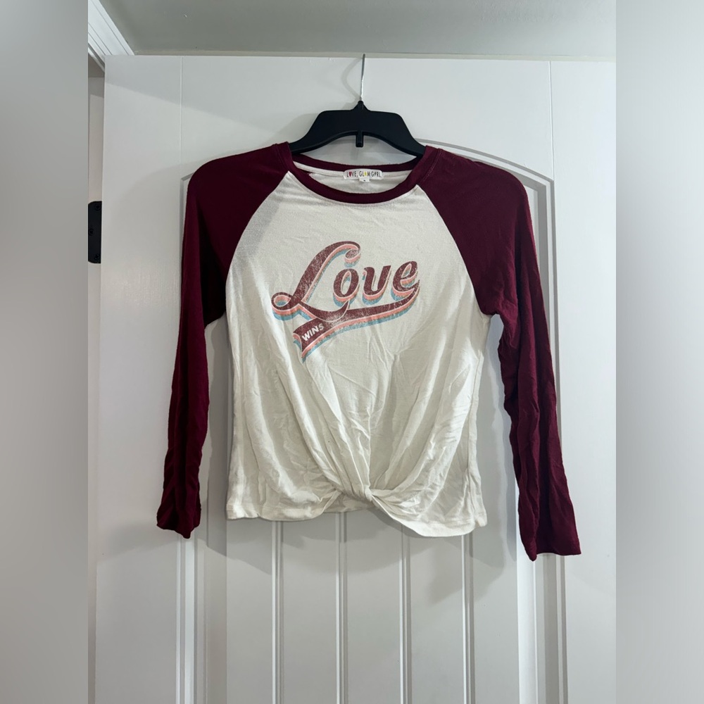 Love, Glam Girl Long Sleeve Knot Shirt               Kids Size - S